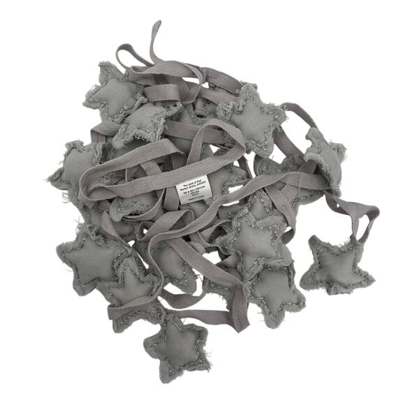 LAND OF NOD Star Garland Fabric Raw Hem Silver Gray Holiday Christmas New Years - Picture 1 of 11